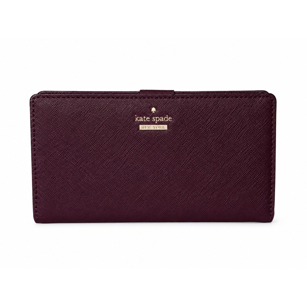 Kate Spade New York Slim Bifold Wallet Saffiano Leather Plum